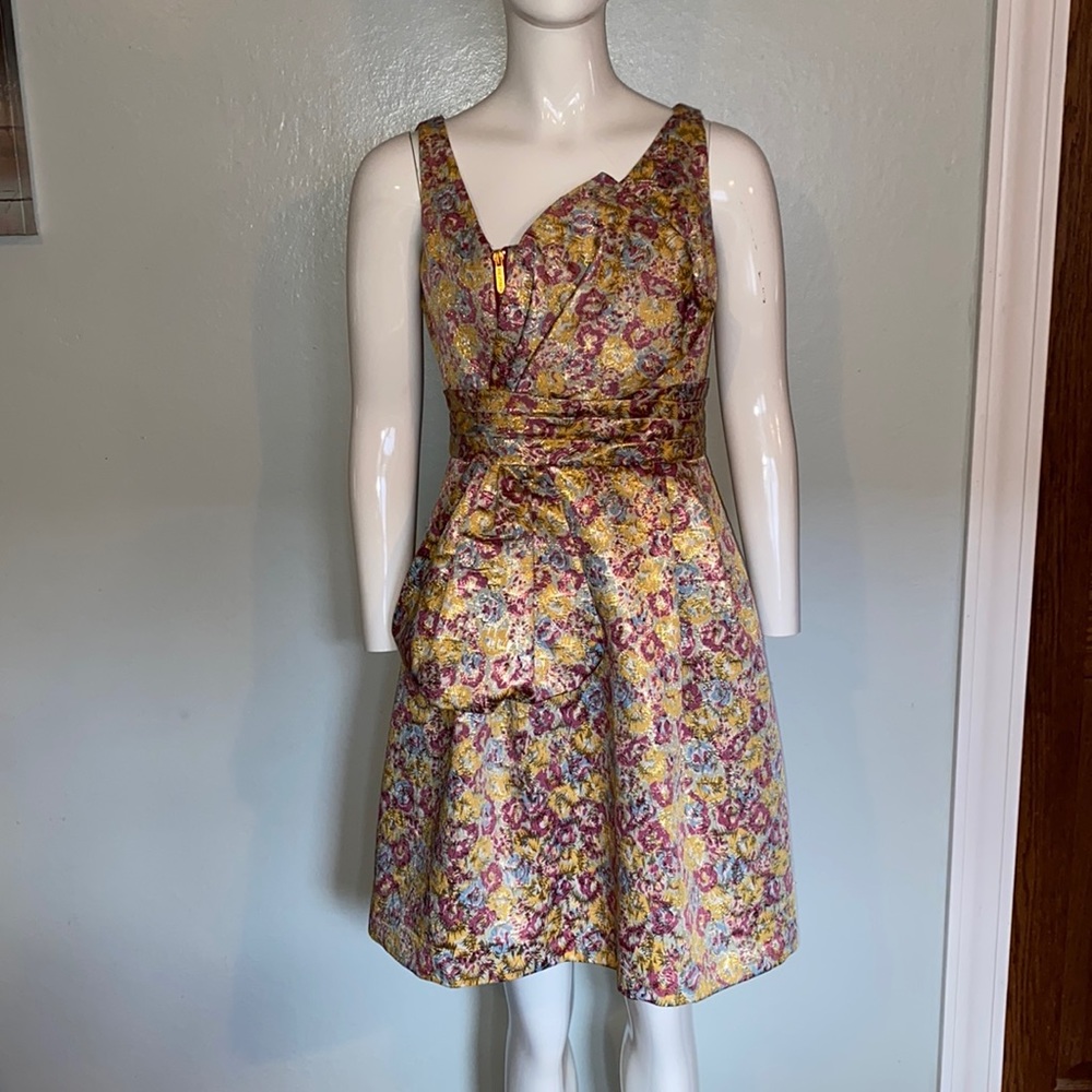 Zac Posen For Target Elegant Metallic Floral Cocktail Dress
